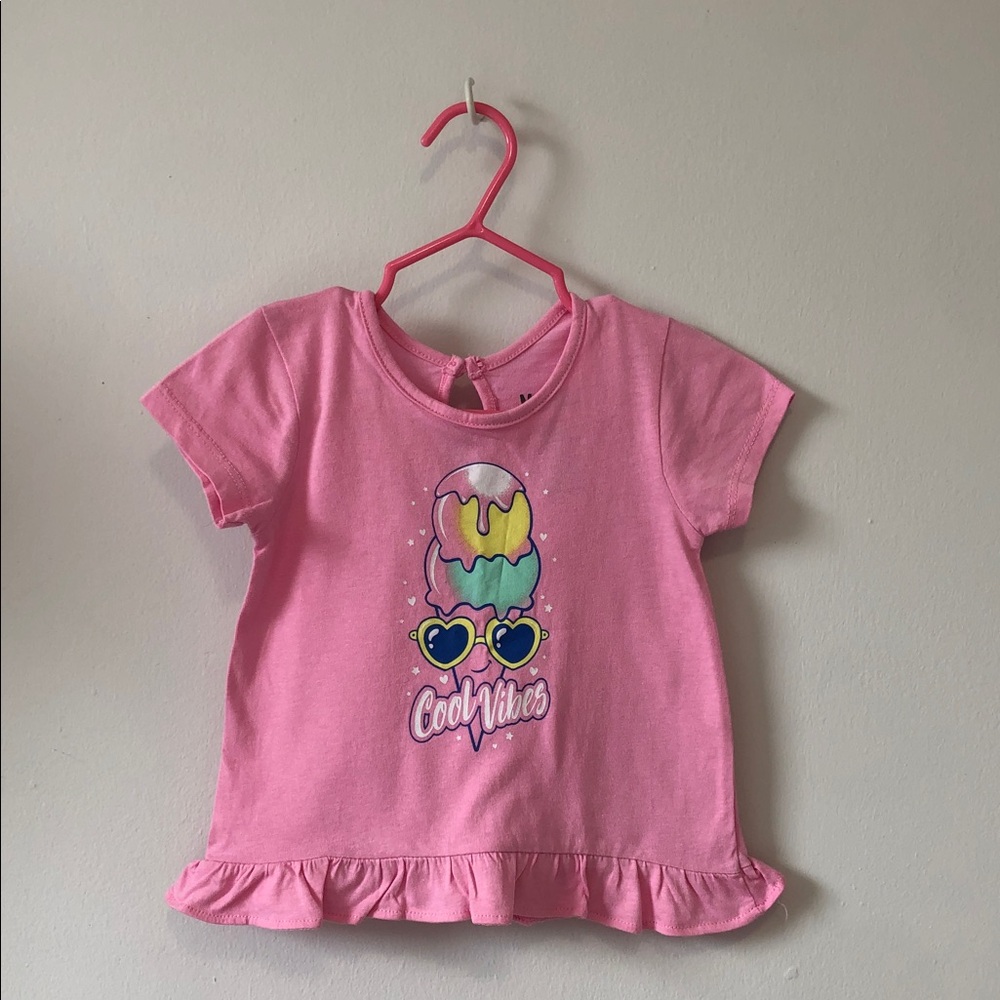 Girls' Pink 'Cool Vibes' Ice Cream Graphic Tee